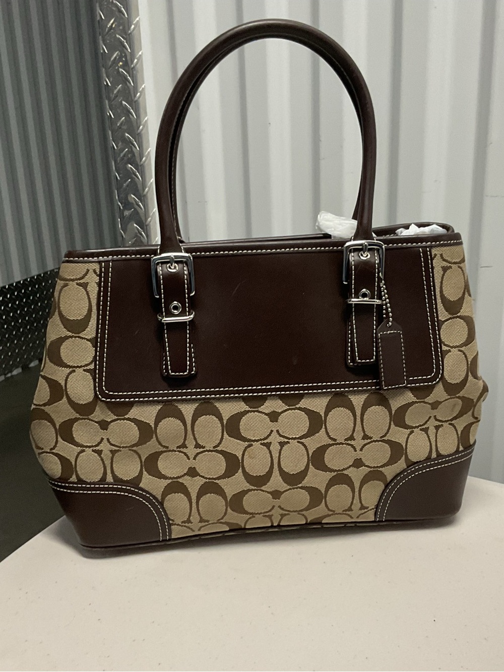 Coach Brown and Beige Signature Satchel